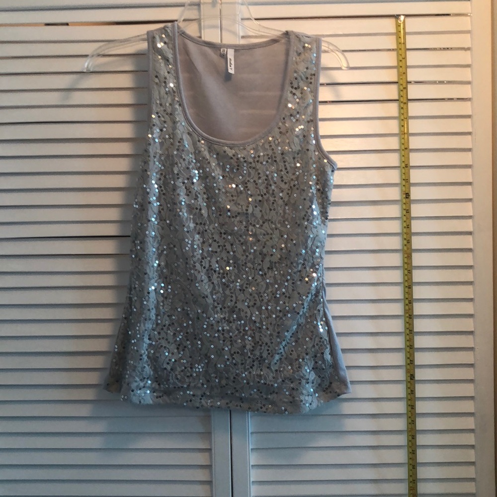 Silver sequin tank